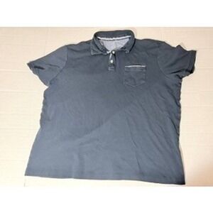 Tahari Mens XXL Polo Shirt Gray Short Sleeve Cotton Pocket Casual Tee
